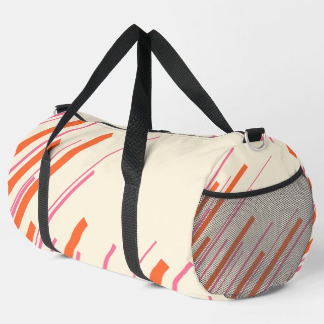 Diagonalen - Rosa, Orange und Creme Duffle Bag (Rechte Ecke)