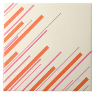 Diagonalen - Rosa, Orange und Creme Fliese