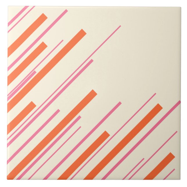 Diagonalen - Rosa, Orange und Creme Fliese (Vorderseite)