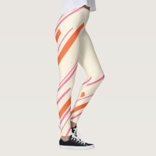 Diagonalen - Rosa, Orange und Creme Leggings