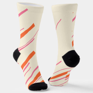 Diagonalen - Rosa, Orange und Creme Socken