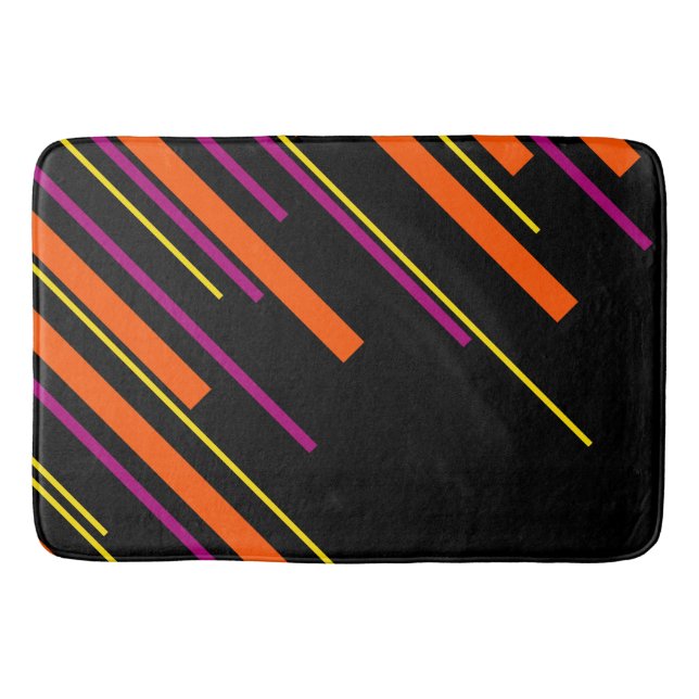 Diagonalen - schwarz, rosa, orange und gelb badematte (Vorderseite)
