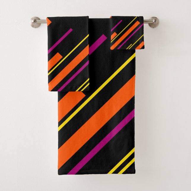 Diagonalen - schwarz, rosa, orange und gelb badhandtuch set (Insitu)