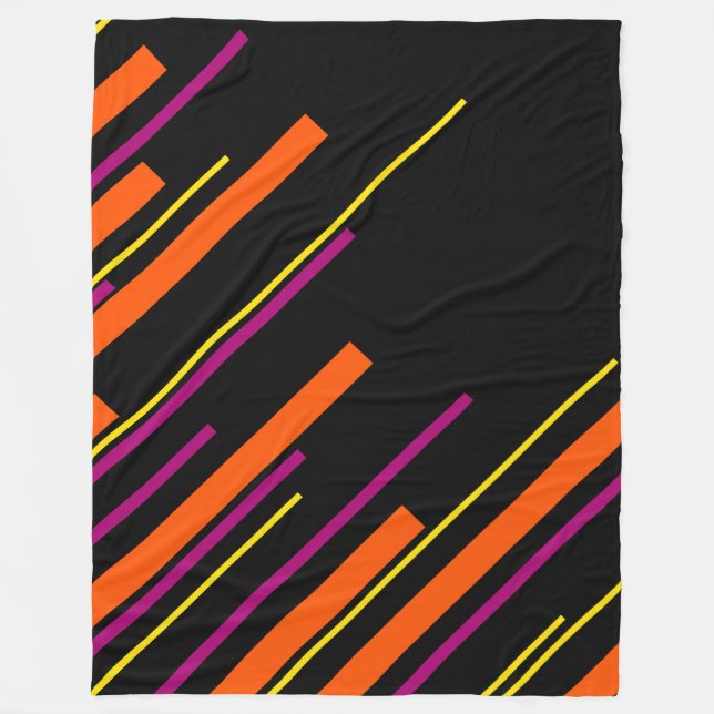 Diagonalen - schwarz, rosa, orange und gelb fleecedecke (Vorderseite)