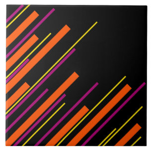 Diagonalen - schwarz, rosa, orange und gelb fliese