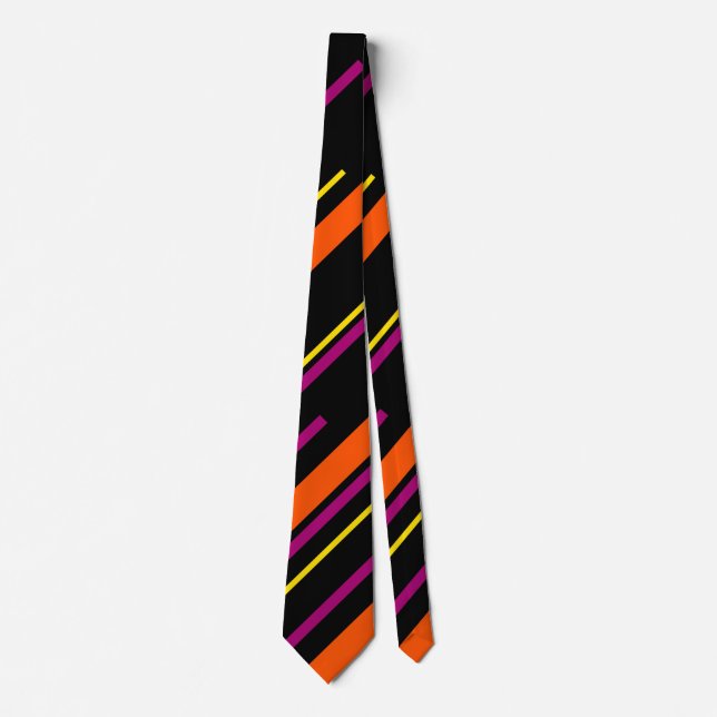 Diagonalen - schwarz, rosa, orange und gelb krawatte (Vorderseite)