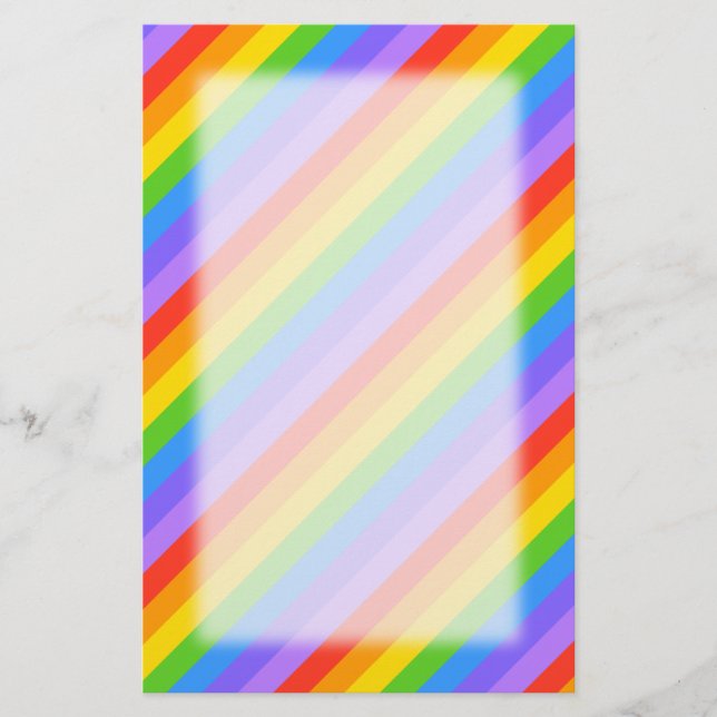 Diagonaler Regenbogen Stripes Muster Briefpapier (Vorderseite)