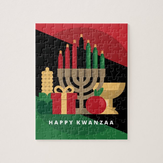 diagonaler Streifen Happy Kwanzaa (Vertikal)