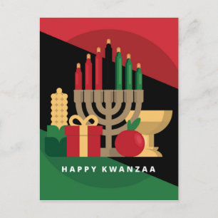 diagonaler Streifen Happy Kwanzaa Postkarte