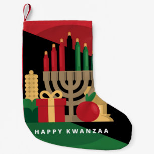 diagonaler Streifen Happy Kwanzaa Strumpf Kleiner Weihnachtsstrumpf