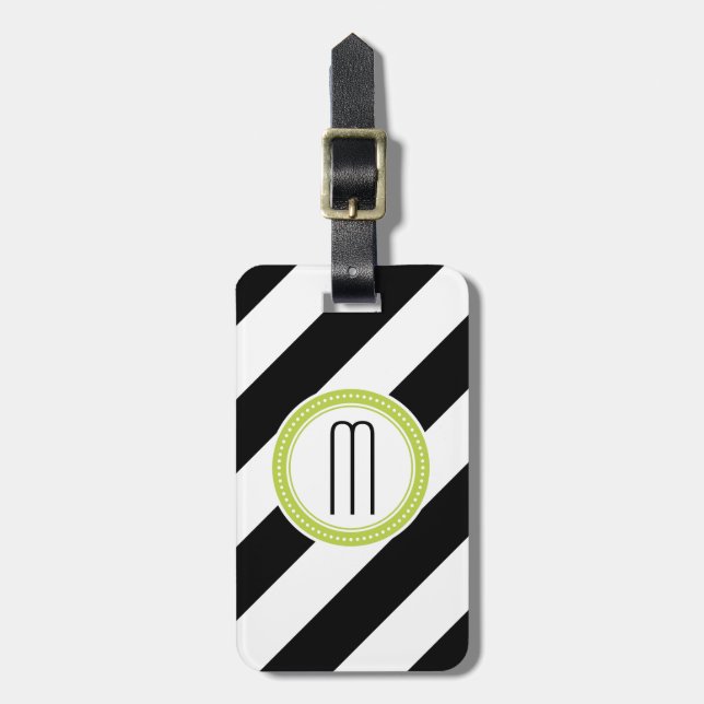 Diagonaler Streifen-Monogramm-Gepäck-Umbau - Limon Gepäckanhänger (Vorderseite vertikal)
