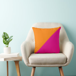 Diagonaler Zwei Tone Orange und Hot Pink Farbblock Kissen