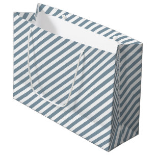 Diagonales blau-weiß gestreiftes Muster Große Geschenktüte