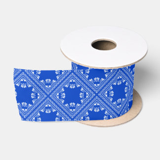 Diagonales blau-weißes Bandana-Design Satinband