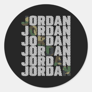 Diagonales Jordan-Tarnmuster grüne Tarnung  Runder Aufkleber