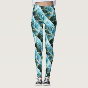 diagonales Kupfer verlässt Verdigris Leggings