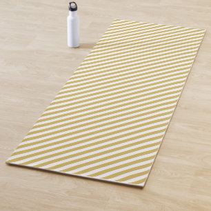 Diagonales Muster aus goldgelben und weißen Streif Yogamatte