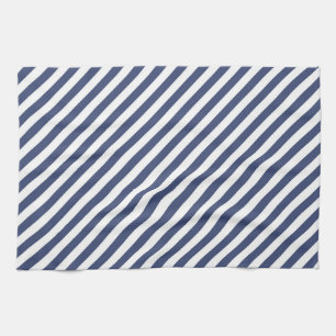 Diagonales Muster aus navyblauen und weißen Streif Geschirrtuch