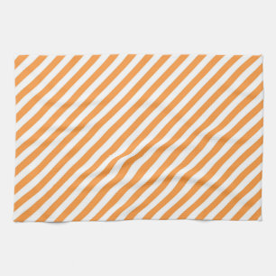 Diagonales orange-weiße Streifenmuster Geschirrtuch