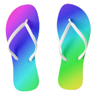 Diagonales Regenbogen-Gefälle Blau zu Grün Flip Flops