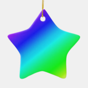 Diagonales Regenbogen-Gefälle Blau zu Grün Keramik Ornament