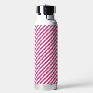 Diagonales rosa-weiß gestreiftes Muster Trinkflasche