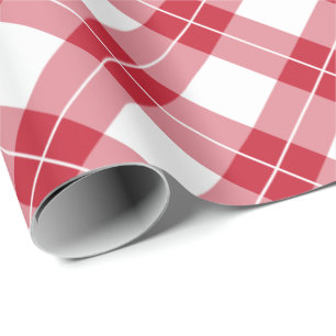 Diagonales rotes und weißes kariertes Muster Geschenkpapier