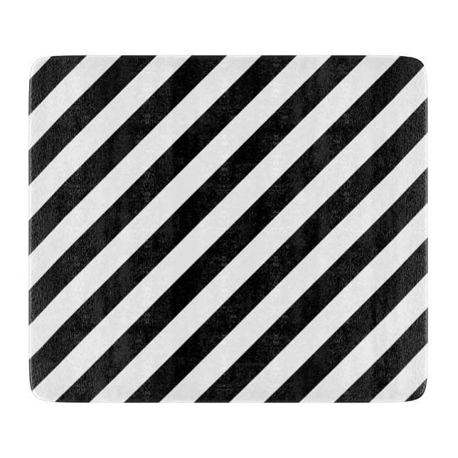 Diagonales Streifen-Schwarzweiss-Muster Schneidebrett (Vorderseite)