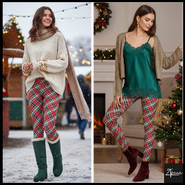 Diagonales Weihnachtskaromuster Rot Grün Tartan Leggings