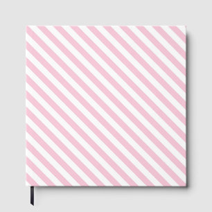 Diagonales weißes und rosa Streifenmuster Gästebuch