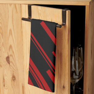 Diagonallinien in Rot und Schwarz Geschirrtuch