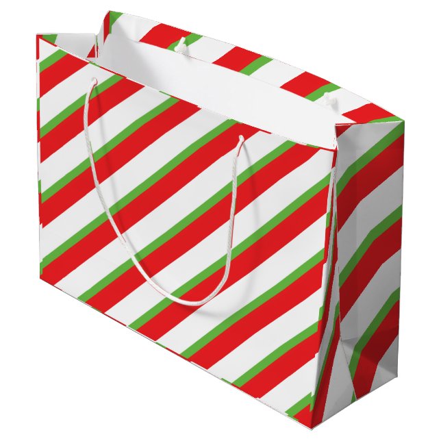 Diagonallinien Muster Weihnachtsgeschenk-Tasche Große Geschenktüte (Rückseite Schrägansicht)