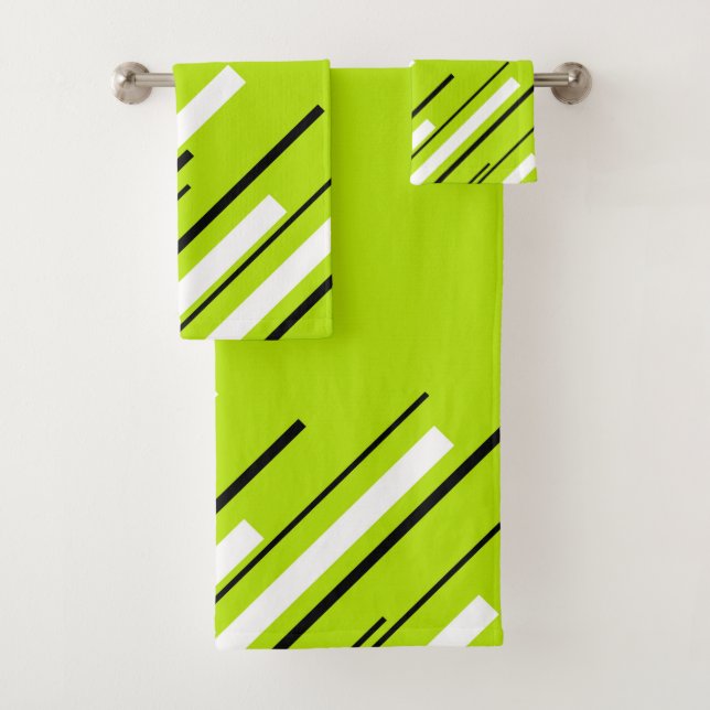 Diagonals - Kalkgrün Badhandtuch Set (Insitu)