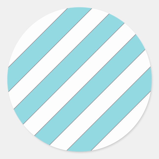Diagonalstreifen hellblau runder aufkleber (Vorderseite)
