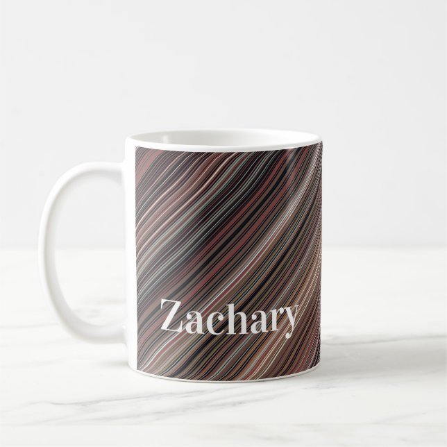 Diagonalstreifen, schwarz, braun und weiß kaffeetasse (Links)
