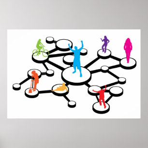 Diagramm der sozialen Medienverbindungen Poster