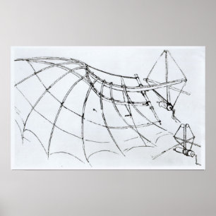 Diagramm eines mechanischen Flügels Poster