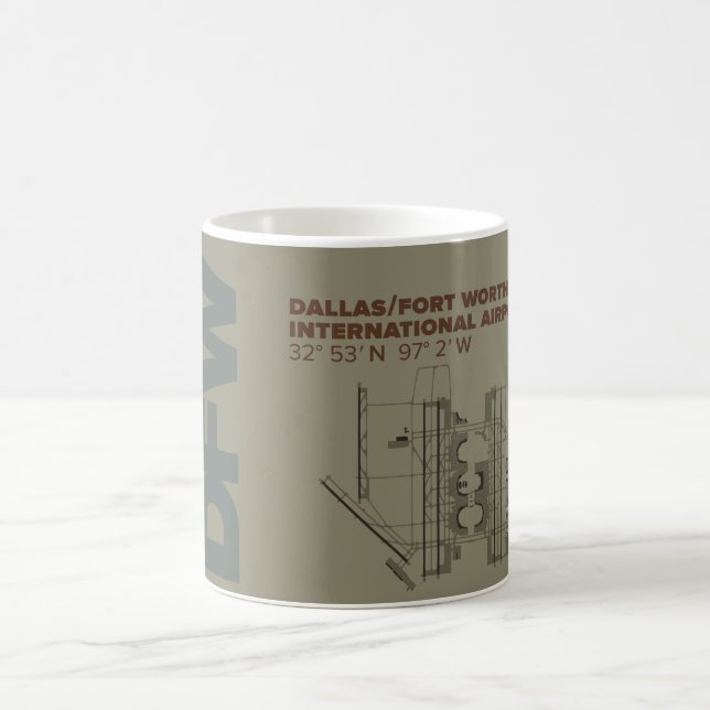 Diagramm-Tasse Dallas-/Fort- Worthflughafen-(DFW) Kaffeetasse (Mittel)