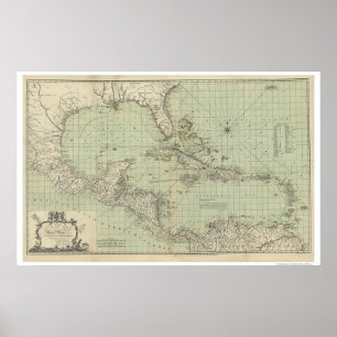 Diagramm von Antillen-Karte - 1774 Poster