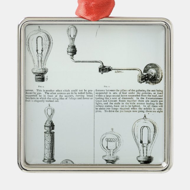 Diagramme der Glühlampen und ihrer Klammern Silbernes Ornament (Vorne)