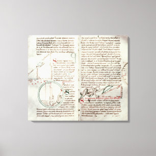 Diagramme der Maße und des Textes (Pergament) Leinwanddruck