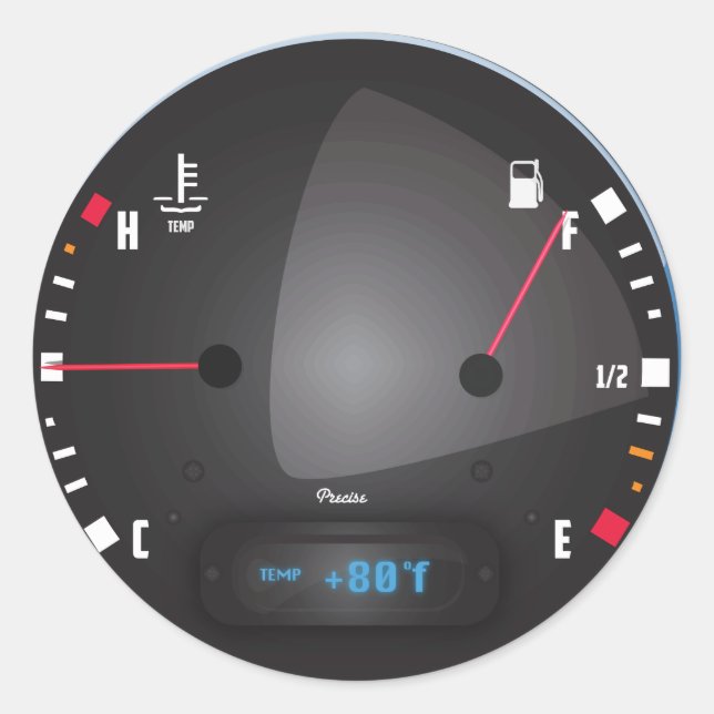 Dial für Kraftstoff und Temperatur Runder Aufkleber (Vorderseite)