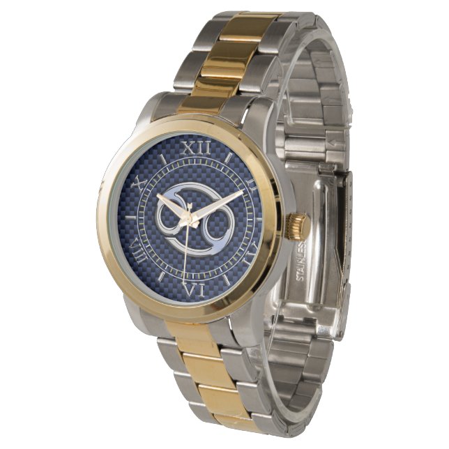 Dial für Navy Blue Carbon Fiber Armbanduhr (Schrägansicht)