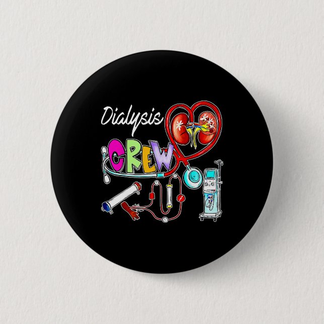 Dialyse Crew Stethoskop Herz Niere Nephrologie Button (Vorderseite)