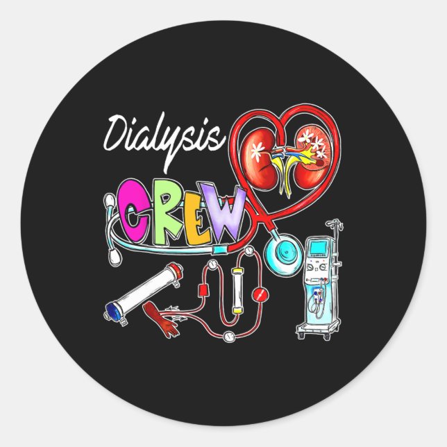 Dialyse Crew Stethoskop Herz Niere Nephrologie Runder Aufkleber (Vorderseite)