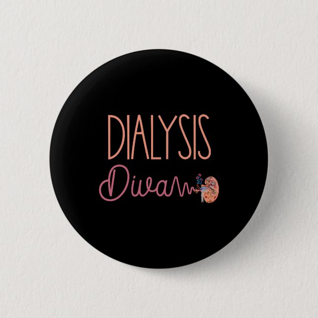 Dialyse Diva Nurse Patient Niedlich Niere Button (Vorderseite)