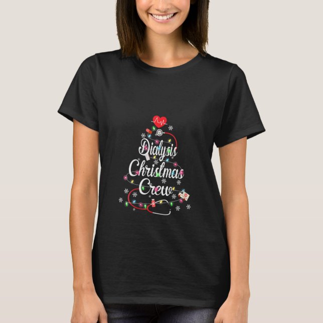 Dialyse-Frauen Weihnachtsdialyse Crew Nurse Neph T-Shirt (Vorderseite)