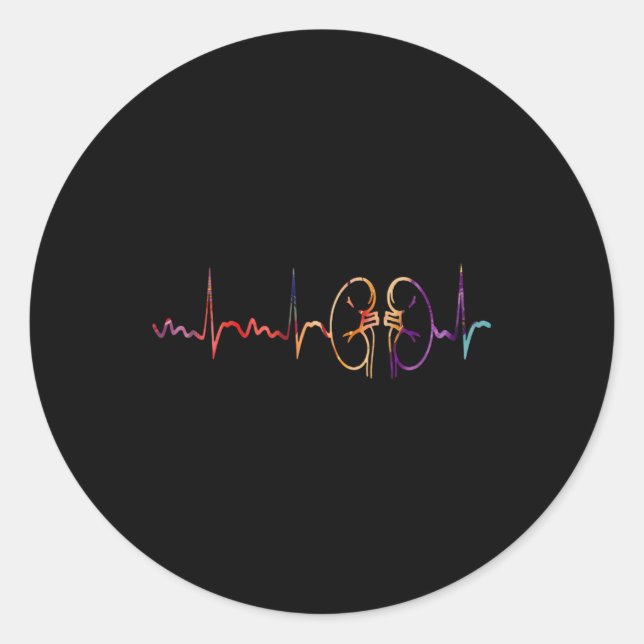 Dialyse Technician Nurse Kidney Heartbeat Runder Aufkleber (Vorderseite)