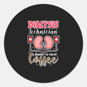Dialysetechniker, der Ihnen mit Kaffee zugestellt Runder Aufkleber