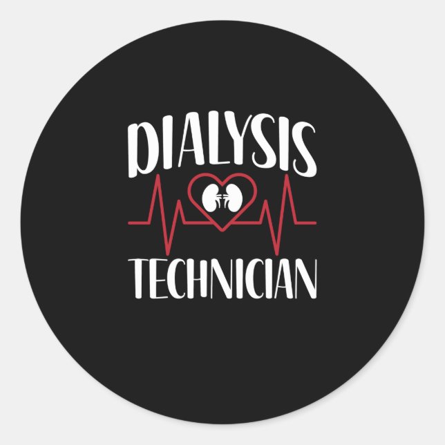 Dialysetechniker - EKG Pulsschlag Runder Aufkleber (Vorderseite)